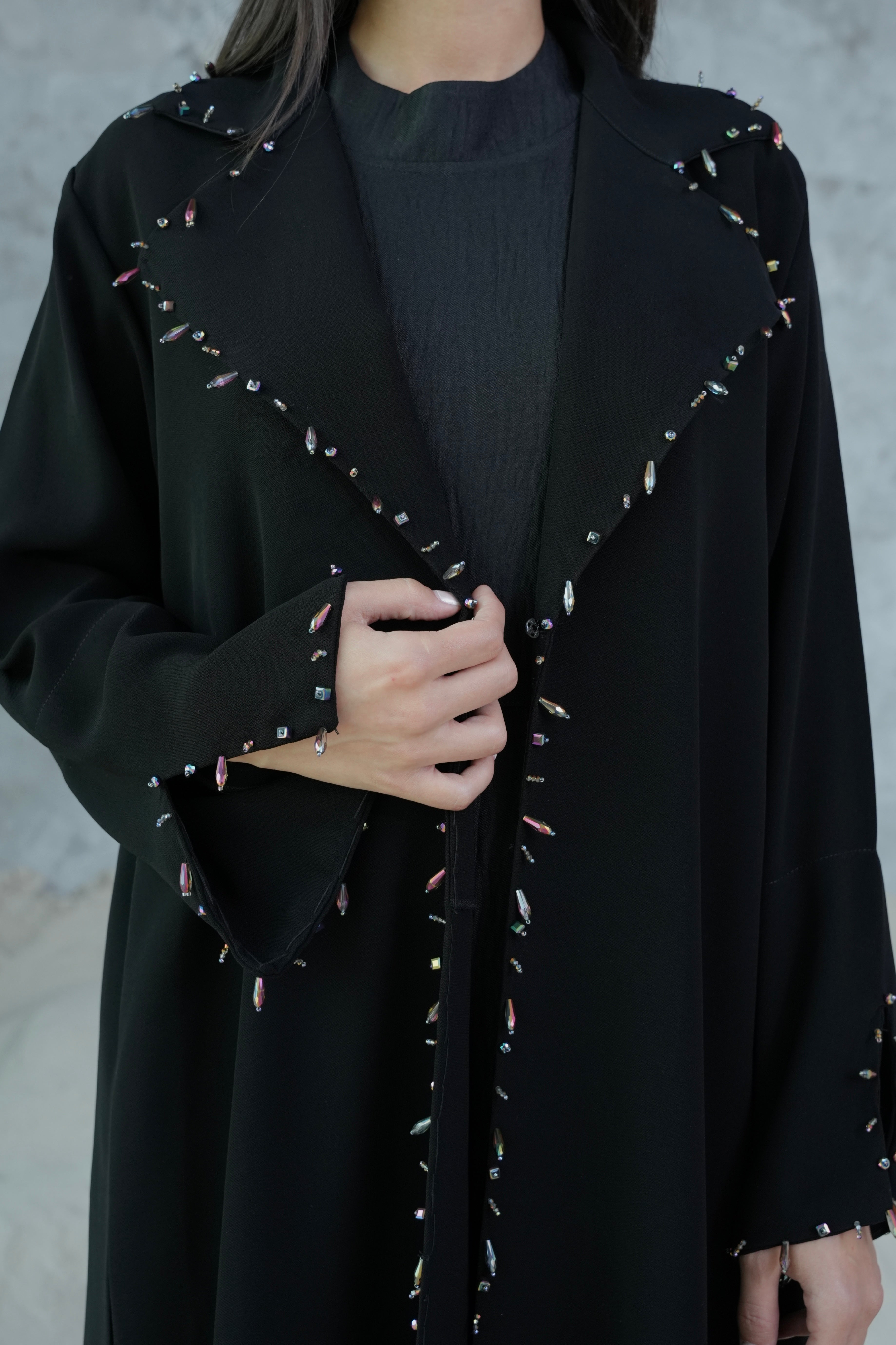 LUXURY BLACK JACKET ABAYA #370