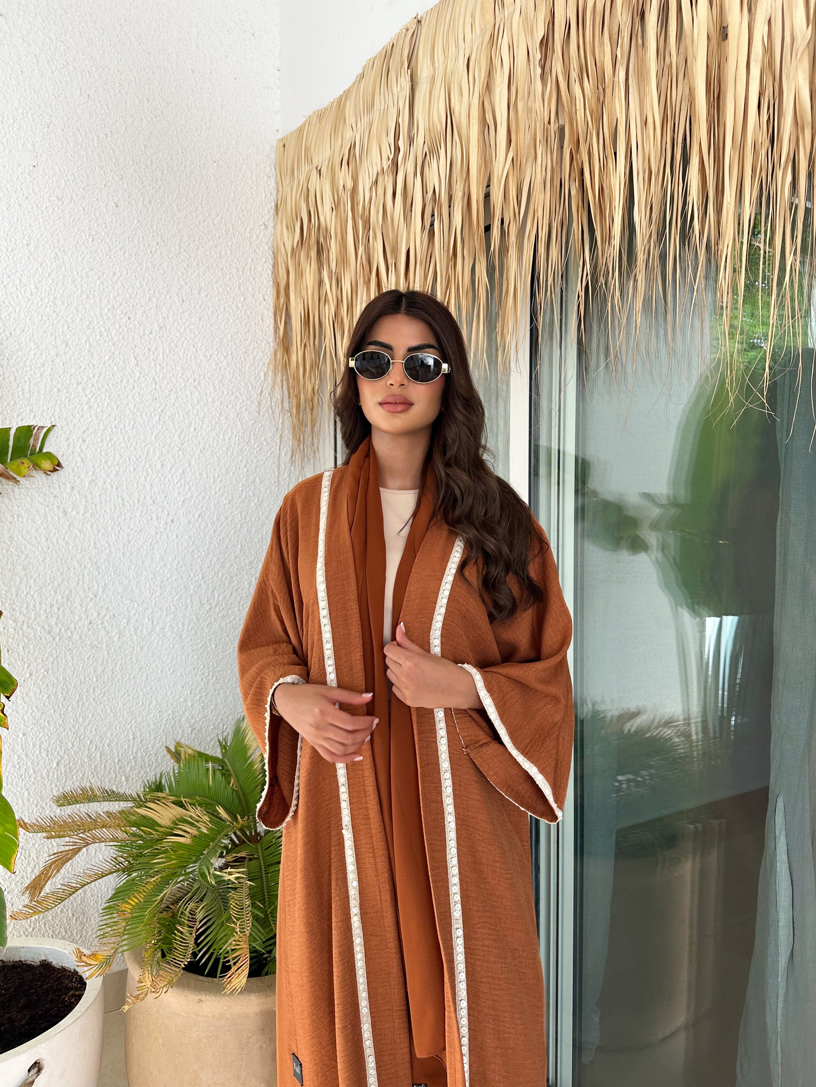 CASUAL CAMEL LINEN ABAYA #505