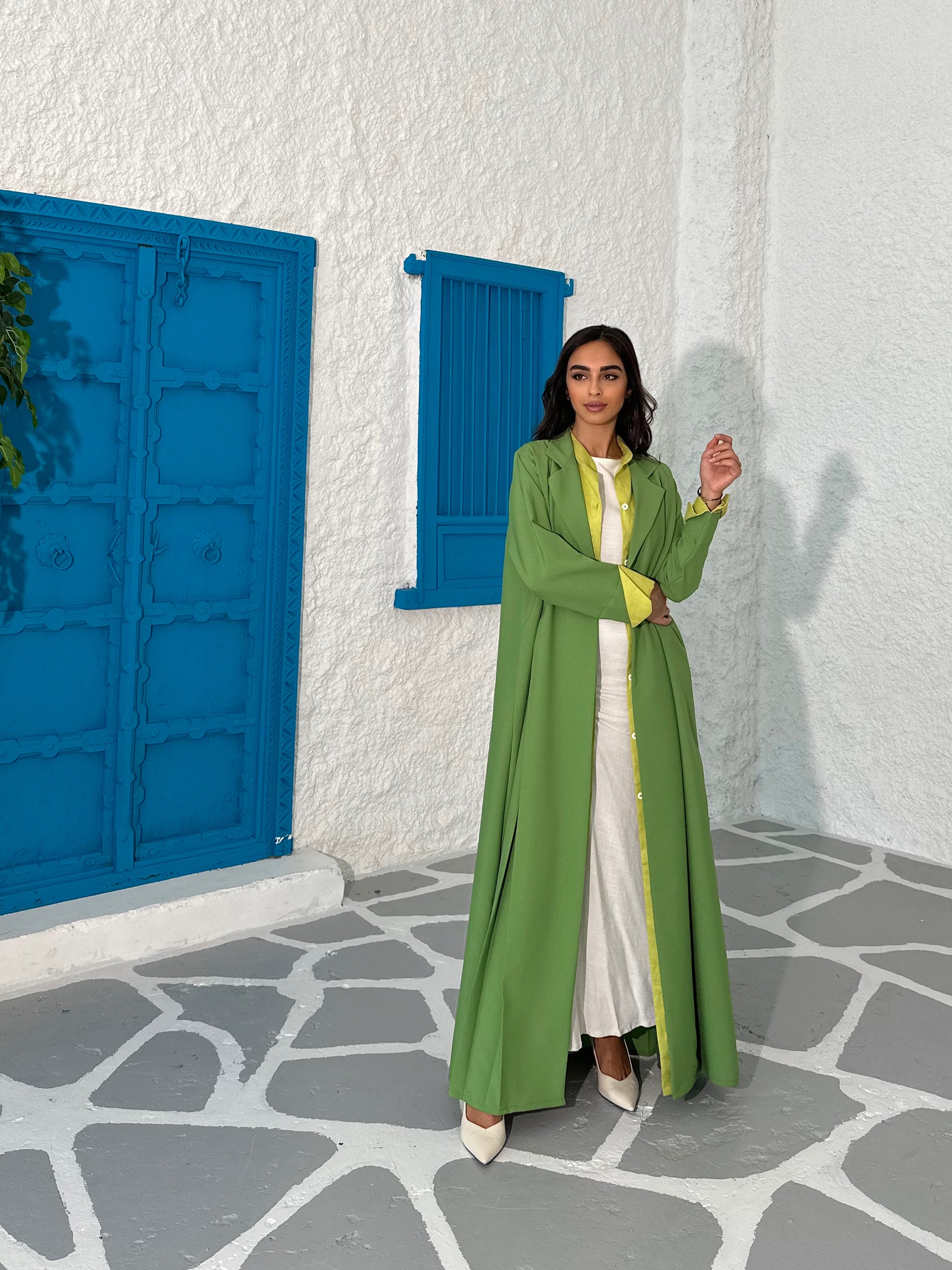 CASUAL BLAZER GREEN-YELLOW ABAYA #391