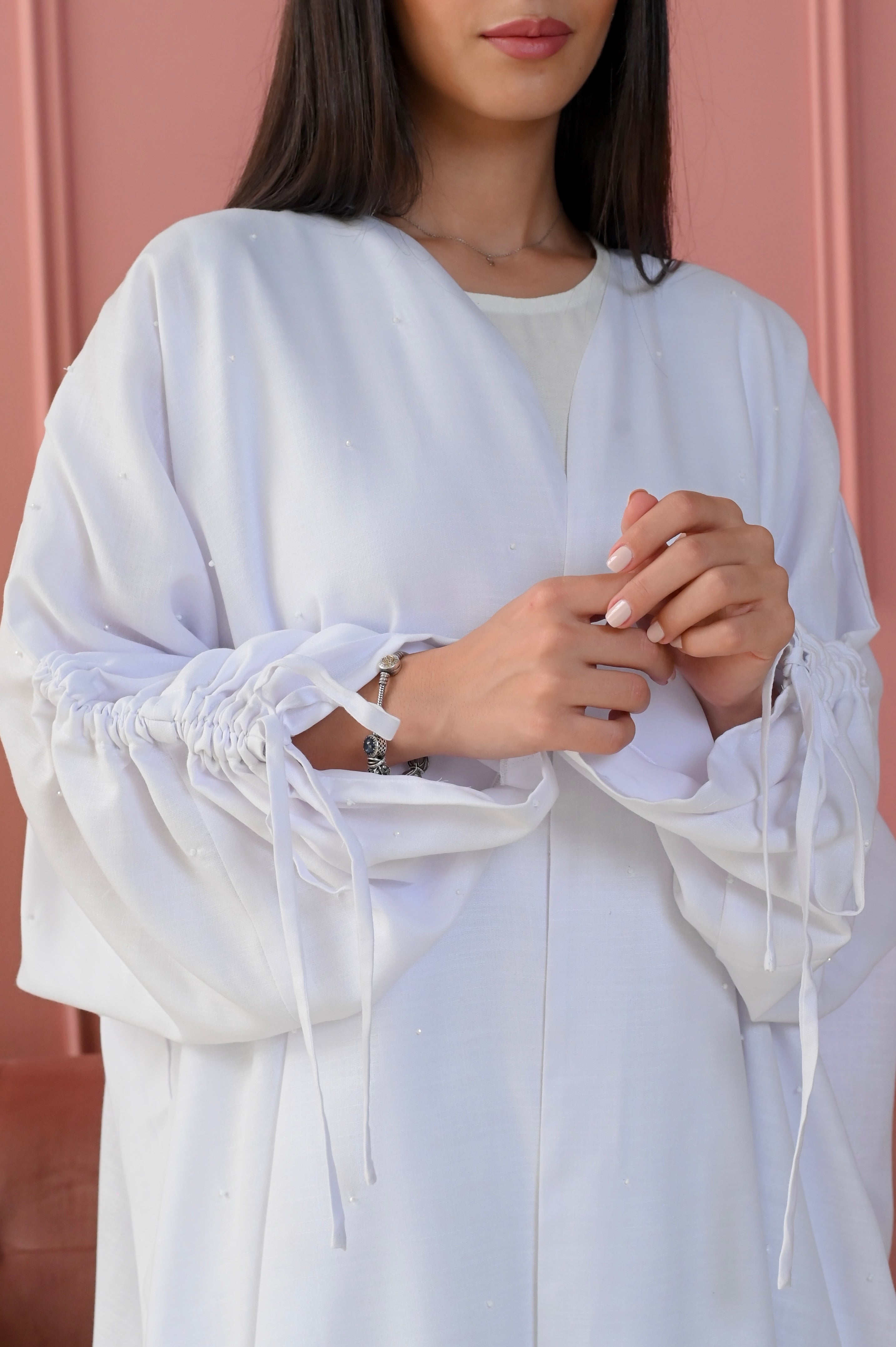 LINEN WHITE  BISHT ABAYA #353