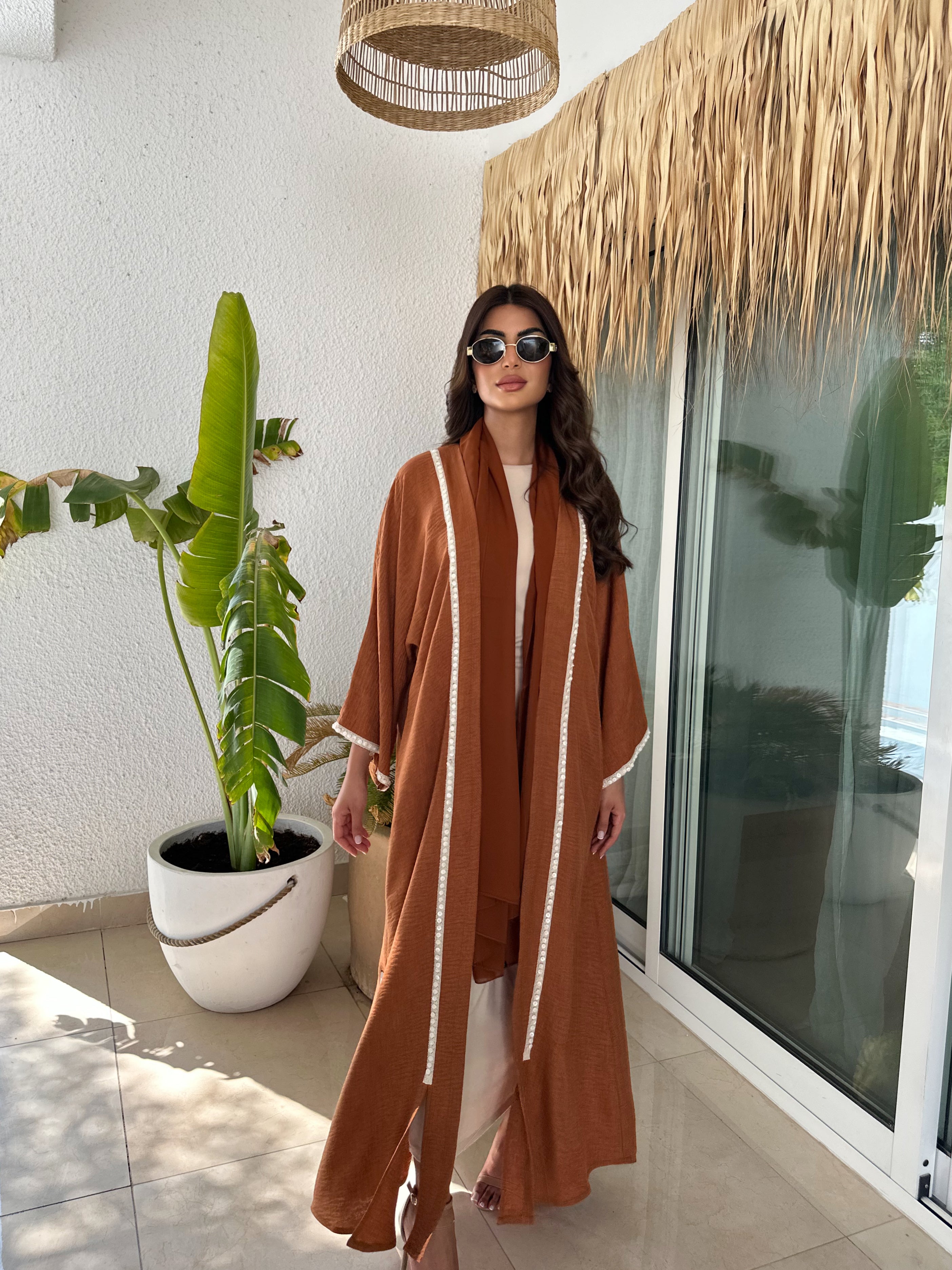 CASUAL CAMEL LINEN ABAYA #505