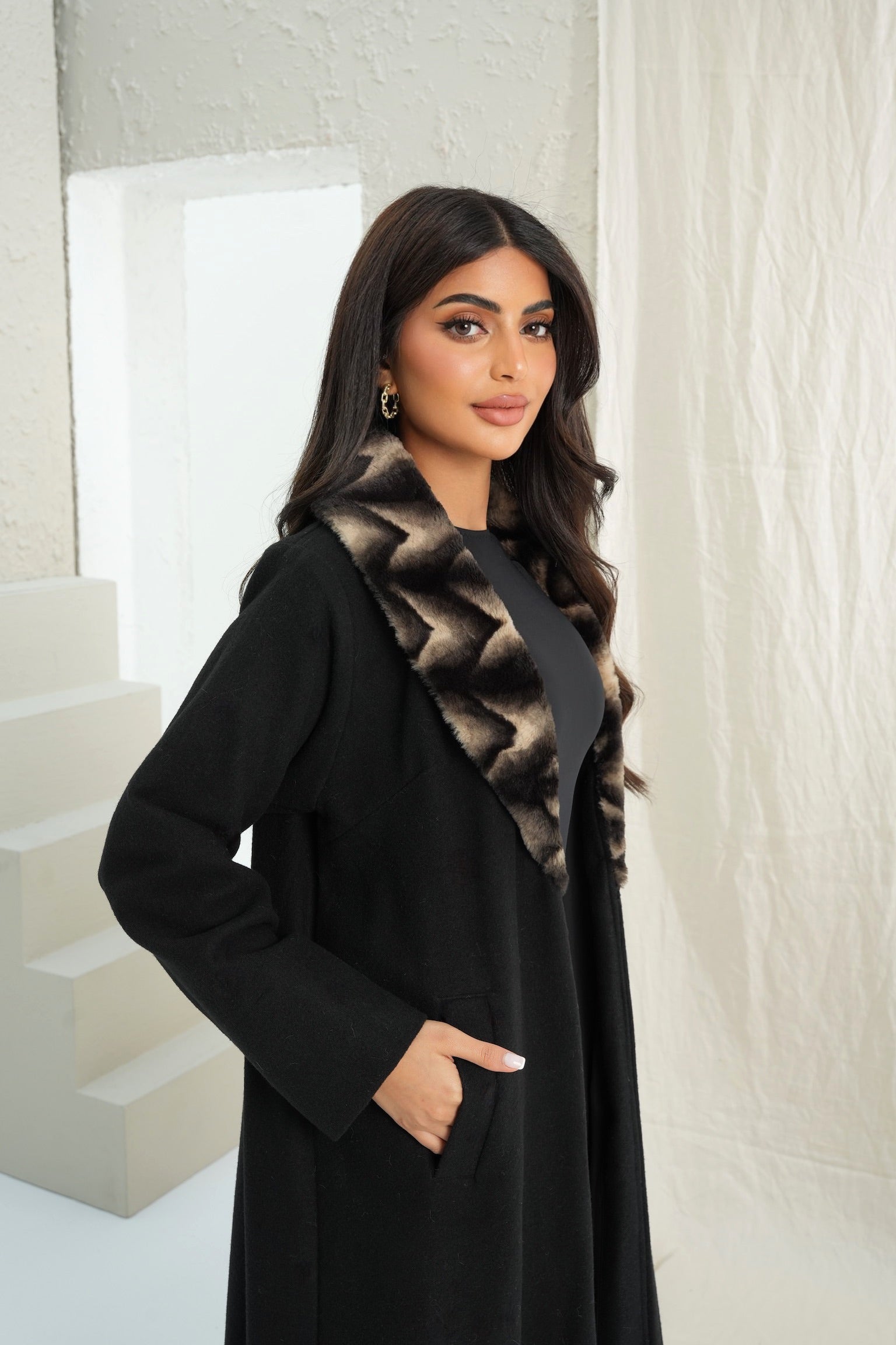 ELEGANT FUR COAT ABAYA #523