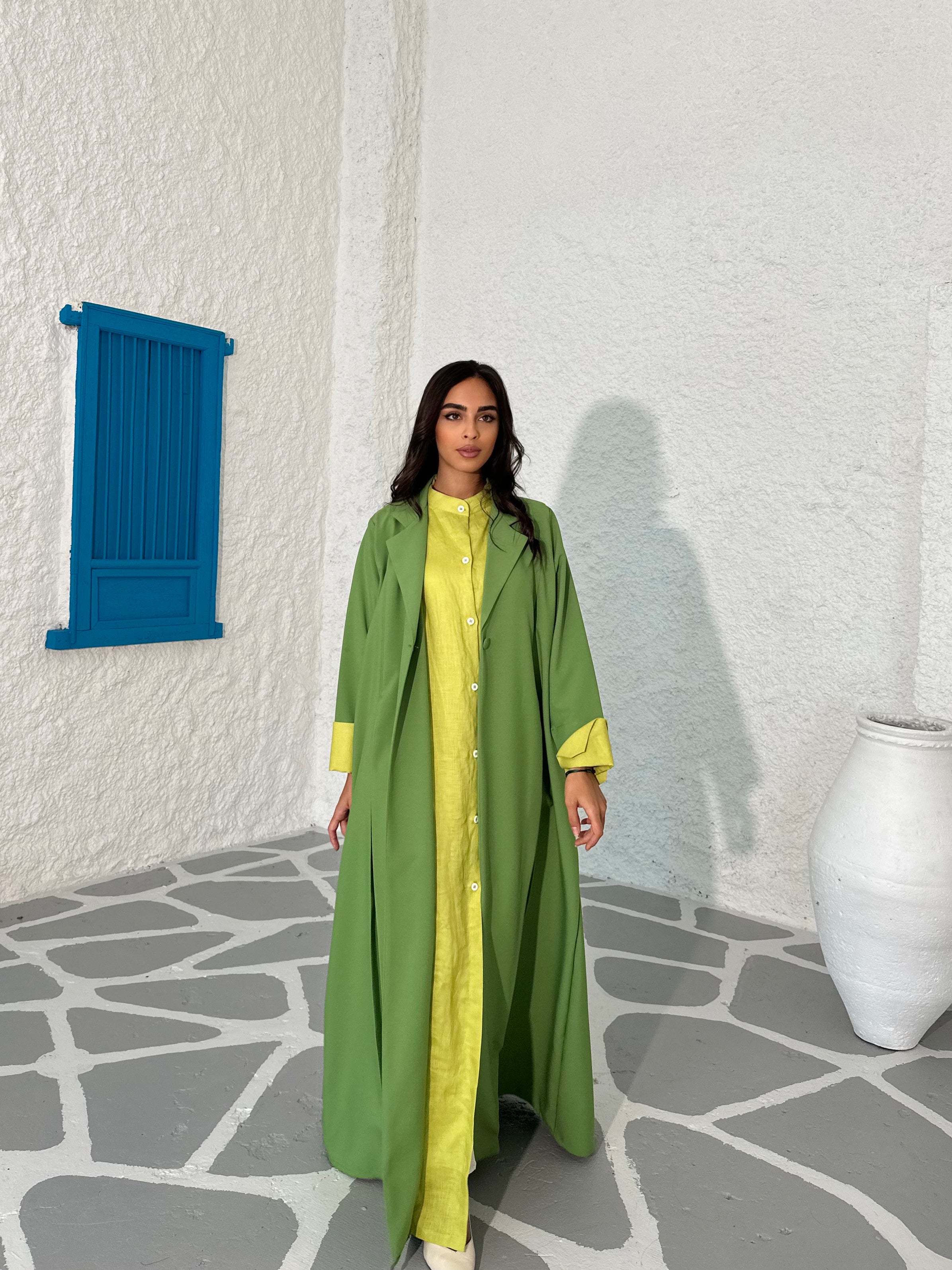 CASUAL BLAZER GREEN-YELLOW ABAYA #391