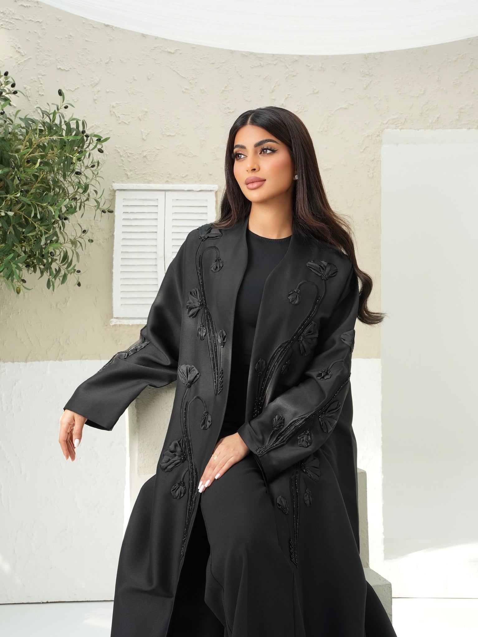 FABULOUS BLACK ABAYA #552