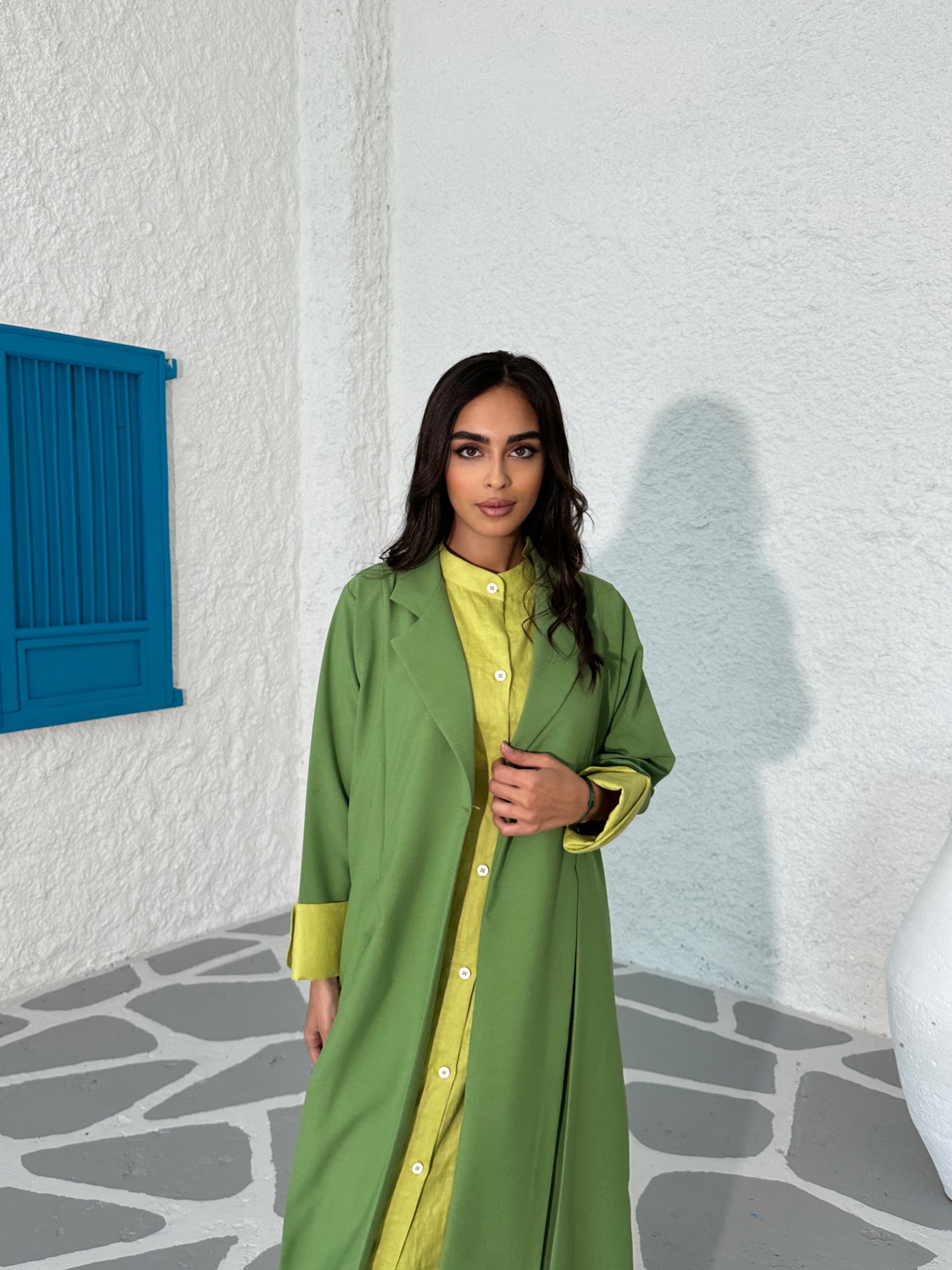 CASUAL BLAZER GREEN-YELLOW ABAYA #391