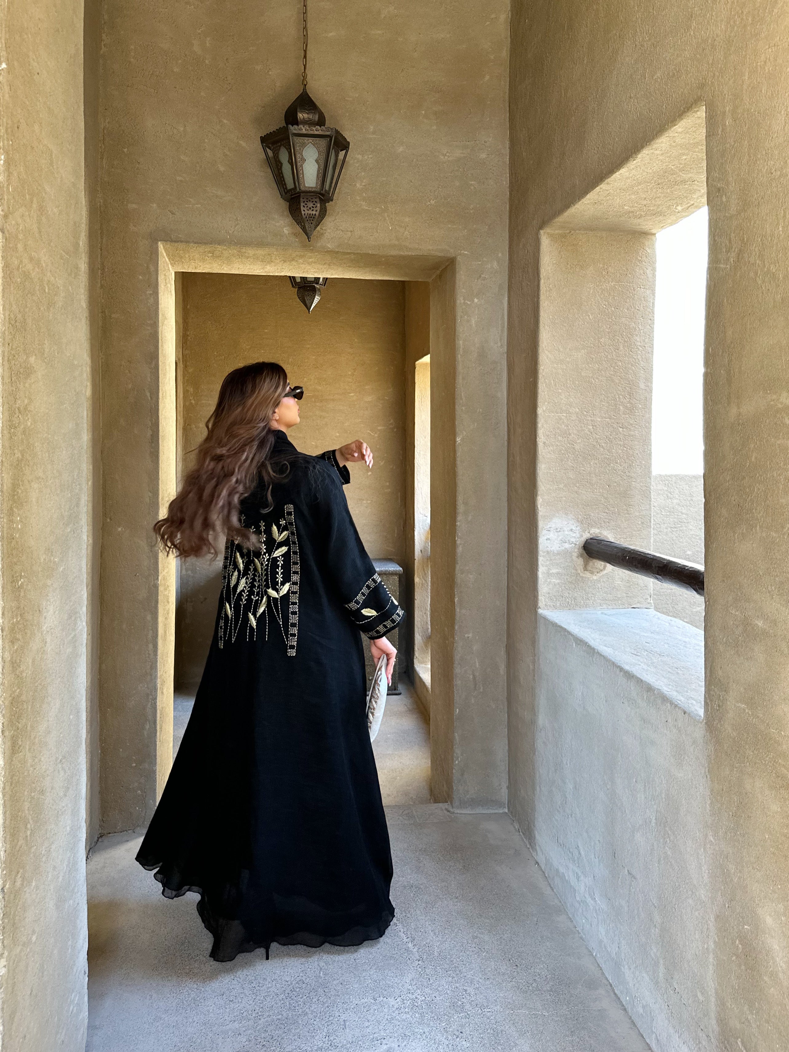 ELEGANT BLACK LINEN ABAYA #437