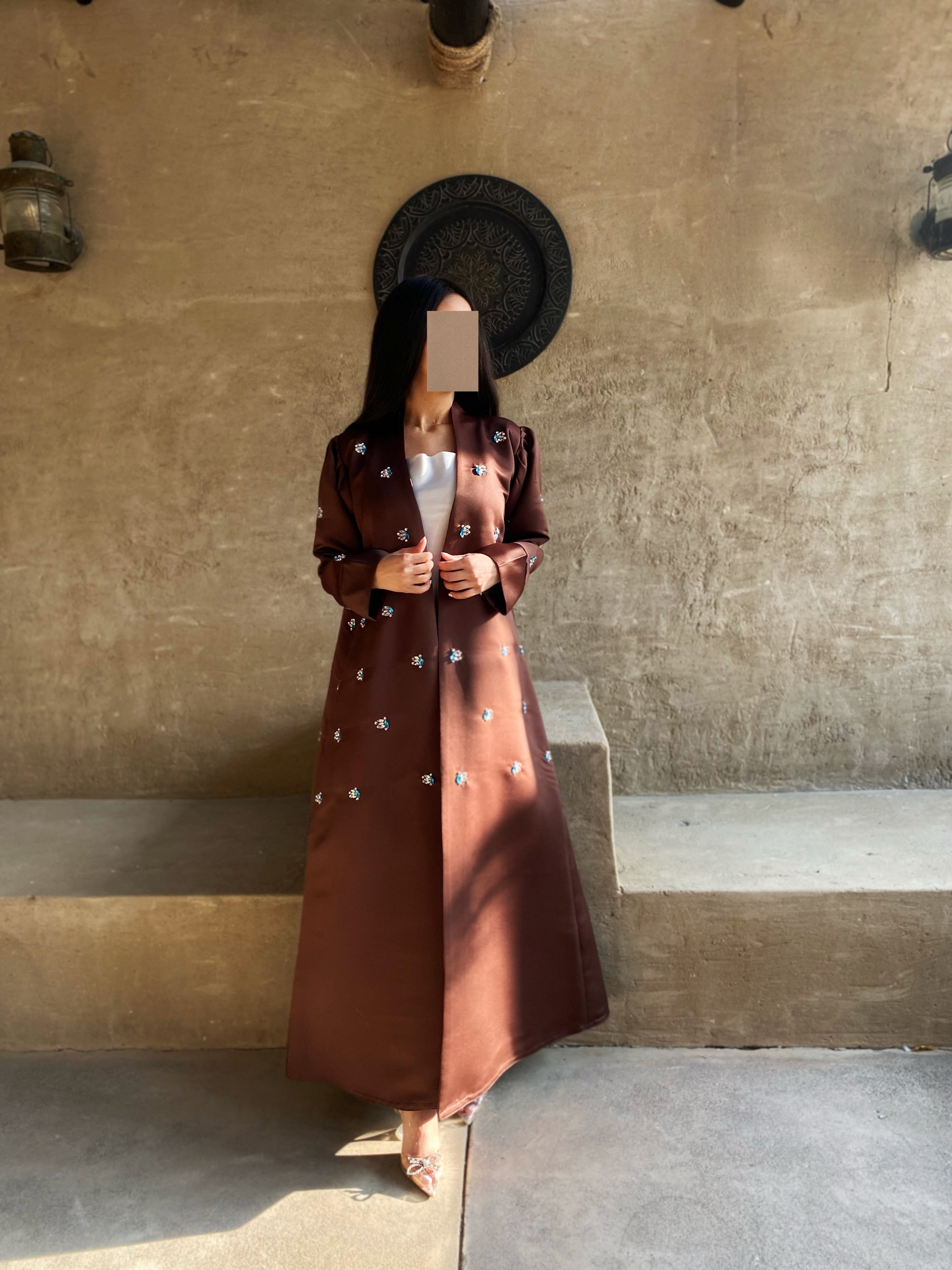 FANCY BROWN ABAYA #187