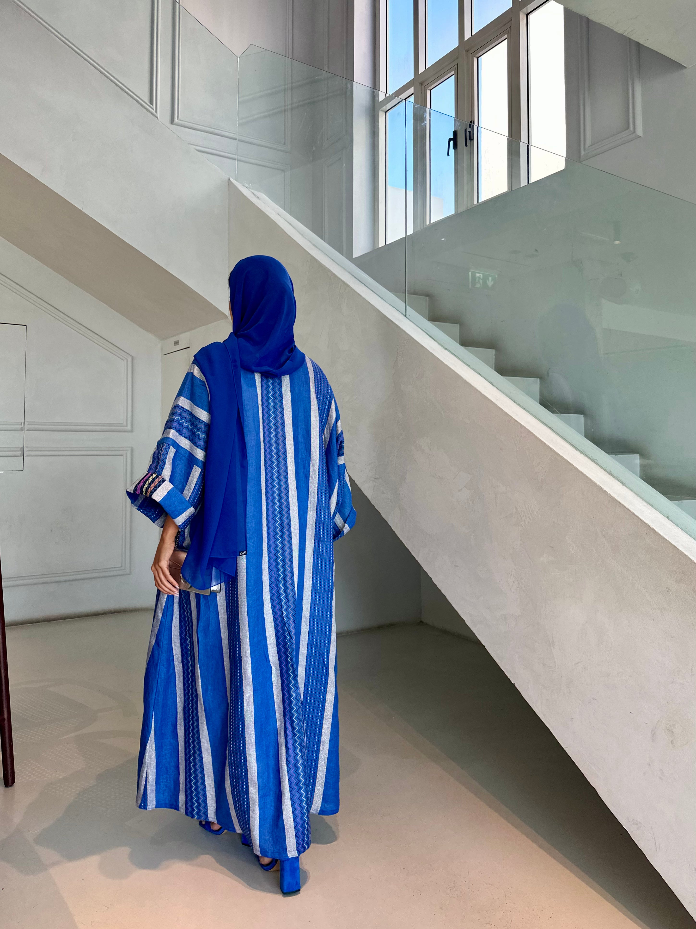 BLUE LINEN CASUAL ABAYA #174